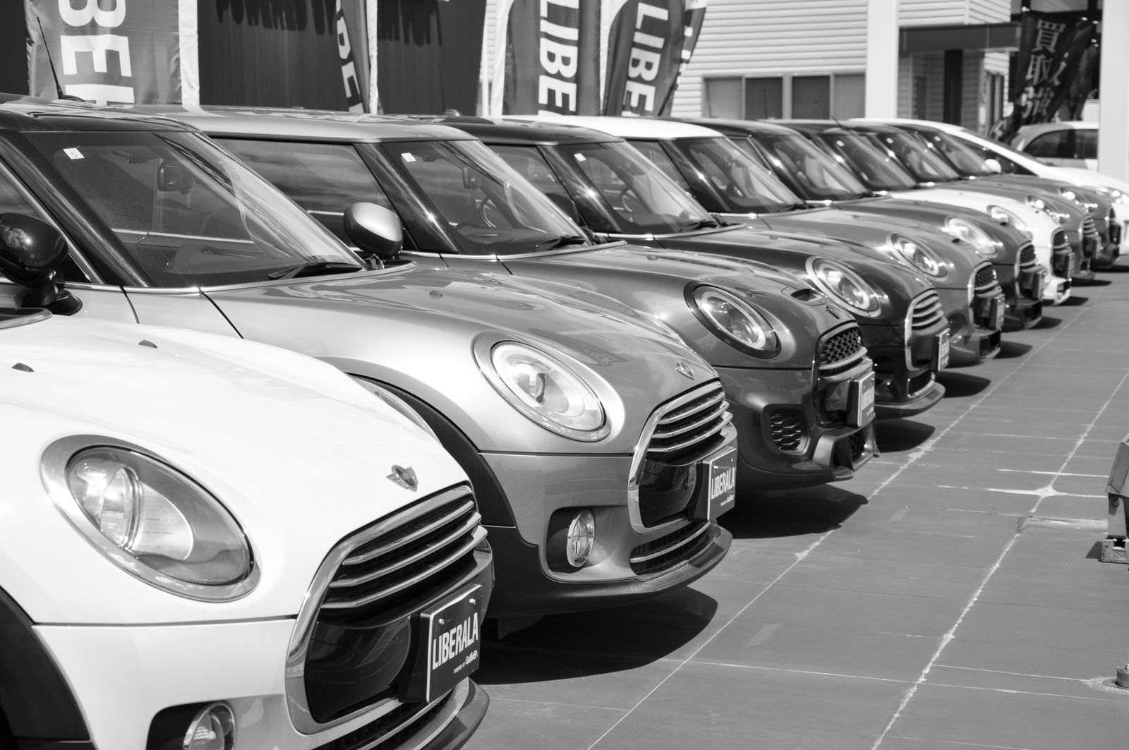 Rij wagens bij een dealer